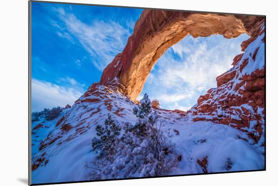 Snowy Sunset at North Window, Arches National Park, Utah Windows Section-Tom Till-Mounted Photographic Print