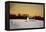 Snowy Sunset in Sag Harbor NY-null-Framed Stretched Canvas