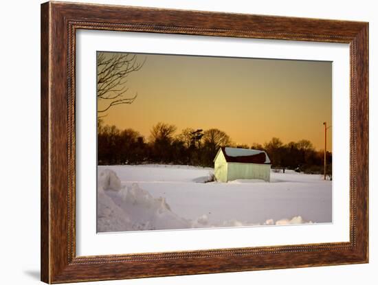 Snowy Sunset in Sag Harbor NY-null-Framed Photo