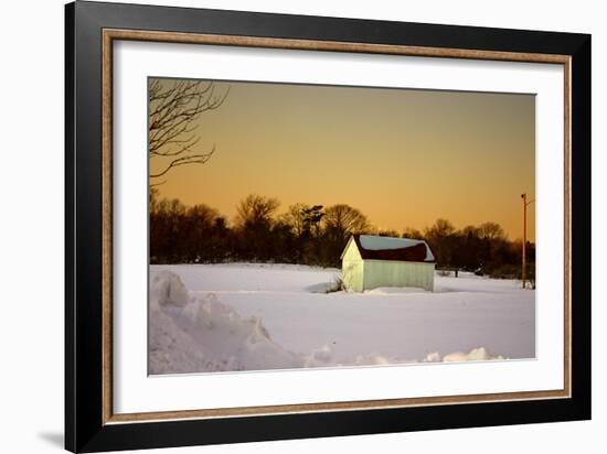 Snowy Sunset in Sag Harbor NY-null-Framed Photo