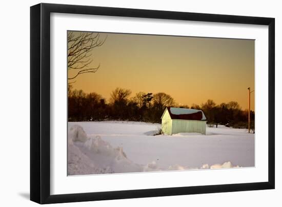 Snowy Sunset in Sag Harbor NY-null-Framed Photo