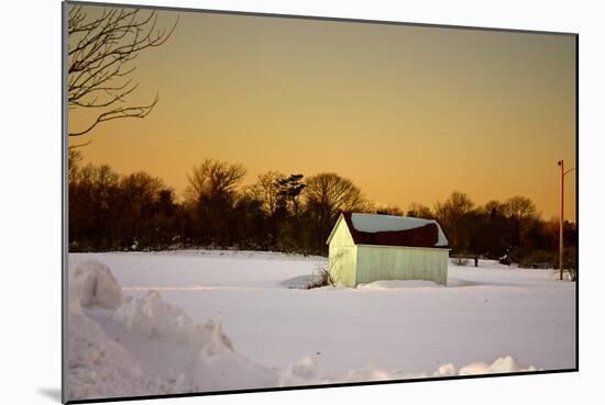 Snowy Sunset in Sag Harbor NY-null-Mounted Photo
