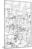 Snowy Town Kids Coloring Art-null-Mounted Coloring Poster