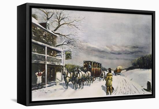 Snowy Turnpike, 1795-Carl Rakeman-Framed Premier Image Canvas