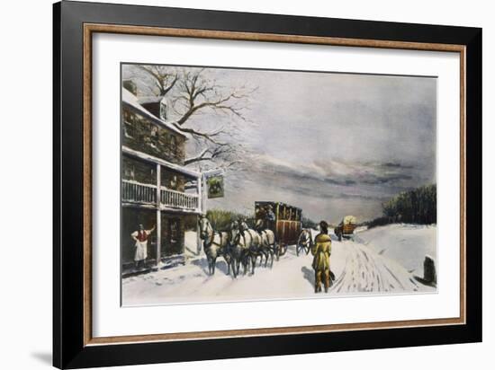 Snowy Turnpike, 1795-Carl Rakeman-Framed Giclee Print