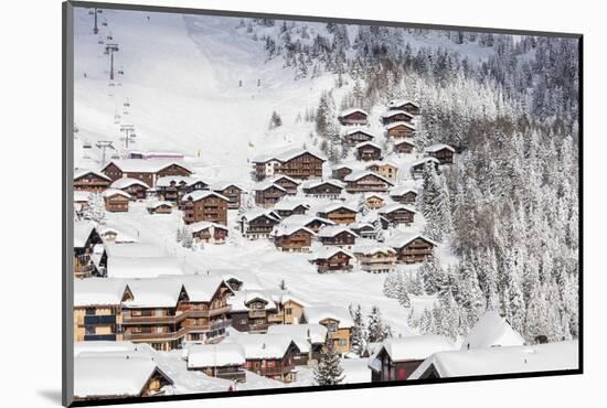 Snowy Woods Frame the Typical Alpine Village and Ski Resort, Bettmeralp, District of Raron-Roberto Moiola-Mounted Photographic Print