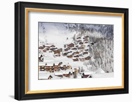 Snowy Woods Frame the Typical Alpine Village and Ski Resort, Bettmeralp, District of Raron-Roberto Moiola-Framed Photographic Print