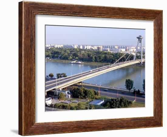 Snp Bridge Spans Danube River, Bratislava-Richard Nebesky-Framed Photographic Print