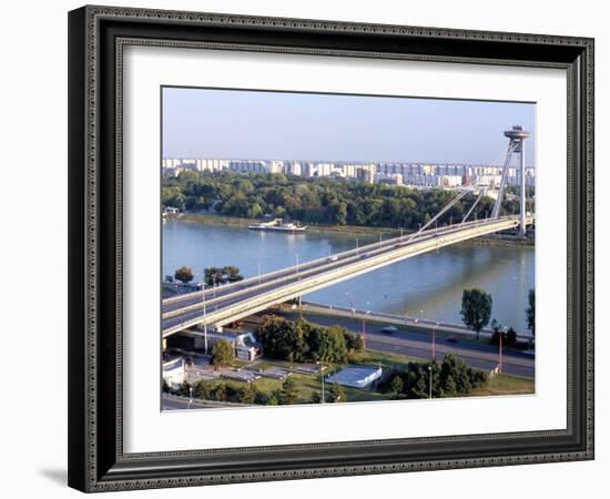 Snp Bridge Spans Danube River, Bratislava-Richard Nebesky-Framed Photographic Print