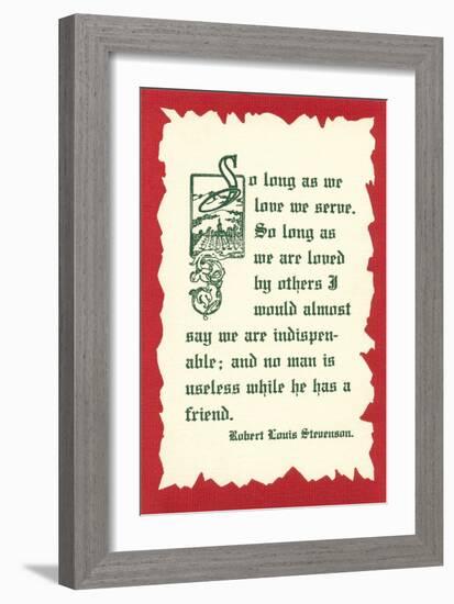 So Long as We Love, We Serve-null-Framed Art Print