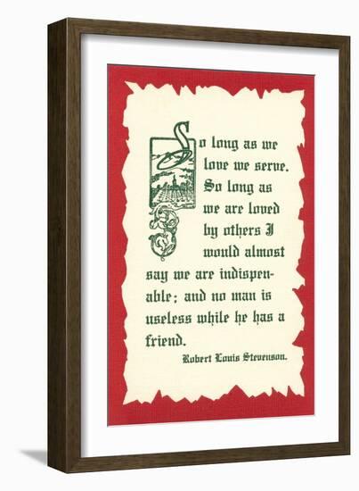 So Long as We Love, We Serve-null-Framed Art Print