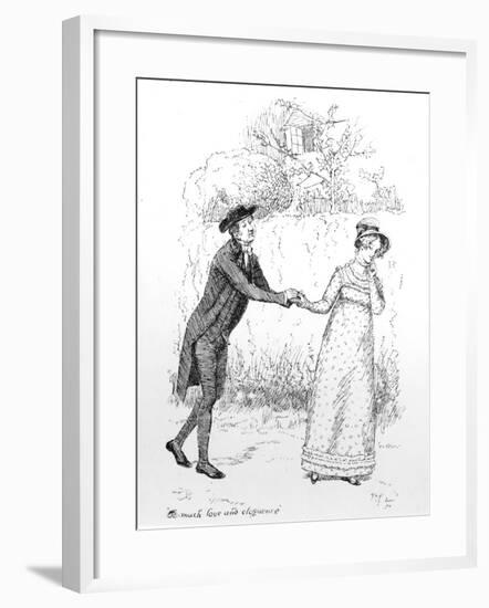 So Much Love and Eloquence', Illustration from 'Pride and Prejudice' by Jane Austen, Edition…-Hugh Thomson-Framed Giclee Print