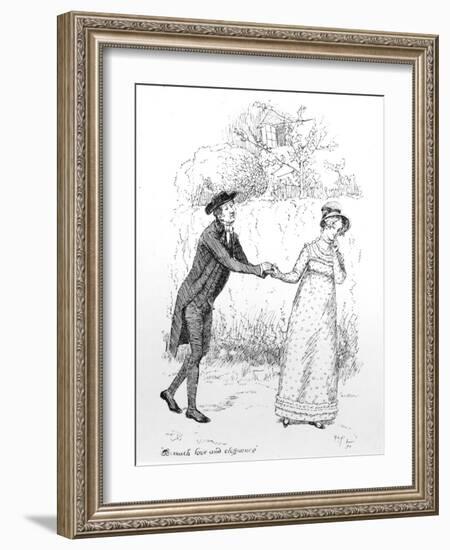 So Much Love and Eloquence', Illustration from 'Pride and Prejudice' by Jane Austen, Edition…-Hugh Thomson-Framed Giclee Print