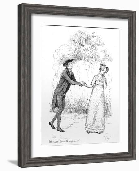 So Much Love and Eloquence', Illustration from 'Pride and Prejudice' by Jane Austen, Edition…-Hugh Thomson-Framed Giclee Print
