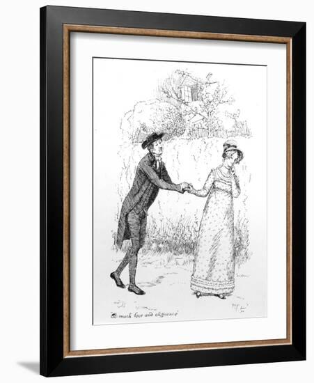 So Much Love and Eloquence', Illustration from 'Pride and Prejudice' by Jane Austen, Edition…-Hugh Thomson-Framed Giclee Print