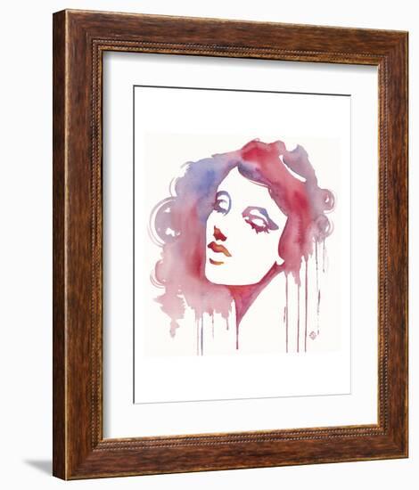 So She Flows (Watercolor portrait)-Sillier than Sally-Framed Art Print