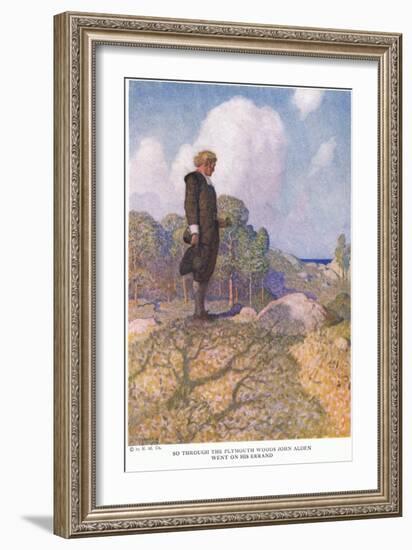 So through the Plymouth Woods John Alden Went on His Errand-Newell Convers Wyeth-Framed Giclee Print