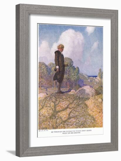 So through the Plymouth Woods John Alden Went on His Errand-Newell Convers Wyeth-Framed Giclee Print