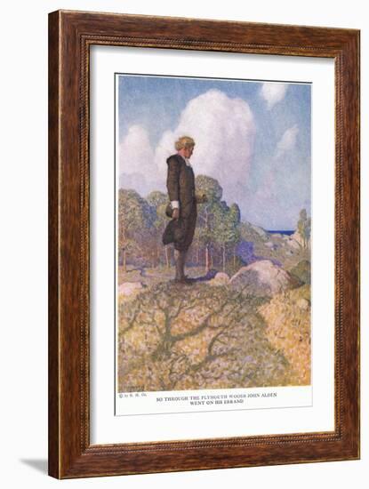 So through the Plymouth Woods John Alden Went on His Errand-Newell Convers Wyeth-Framed Giclee Print