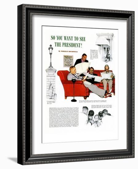 "So You Want to See the President" A, November 13,1943-Norman Rockwell-Framed Giclee Print