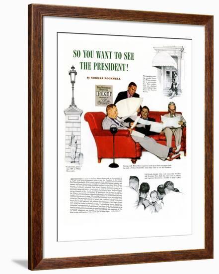 "So You Want to See the President" A, November 13,1943-Norman Rockwell-Framed Giclee Print