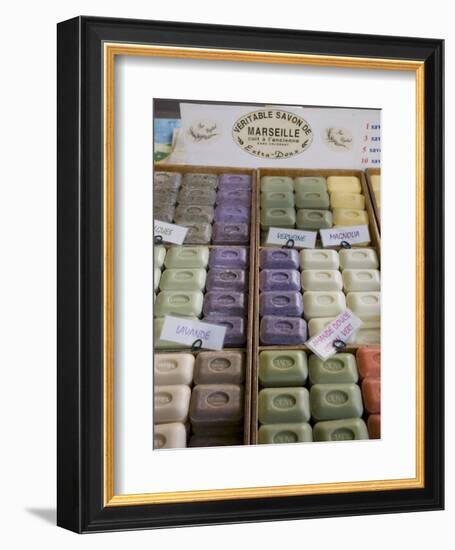 Soap for Sale in Market, Antibes, Alpes Maritimes, Provence, Cote d'Azur, French Riviera, France-Angelo Cavalli-Framed Premium Photographic Print