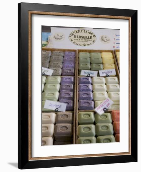 Soap for Sale in Market, Antibes, Alpes Maritimes, Provence, Cote d'Azur, French Riviera, France-Angelo Cavalli-Framed Photographic Print