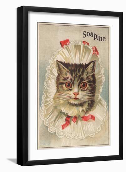 Soapine Trade Card with Kitten in Baby Clothes-null-Framed Giclee Print