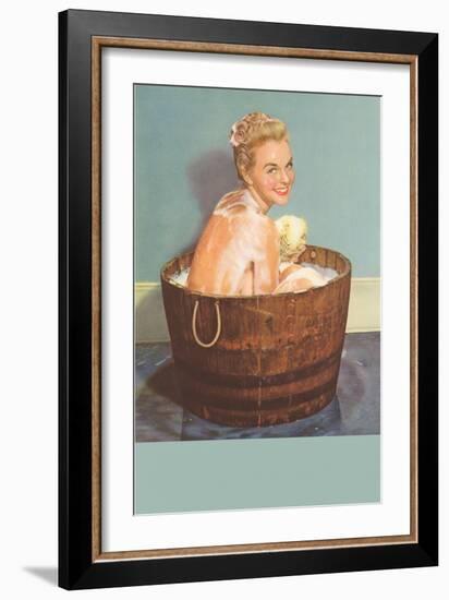Soapy Blonde in Barrel Tub-null-Framed Art Print