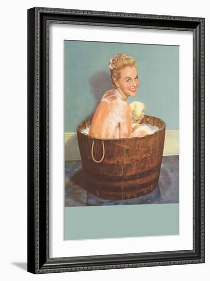 Soapy Blonde in Barrel Tub-null-Framed Art Print