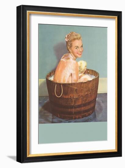 Soapy Blonde in Barrel Tub-null-Framed Art Print