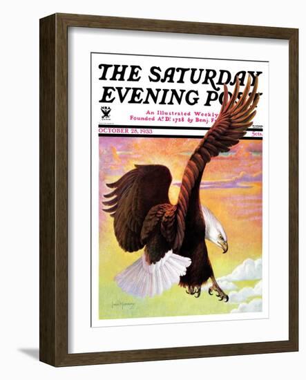 "Soaring Bald Eagle," Saturday Evening Post Cover, October 28, 1933-Jack Murray-Framed Giclee Print