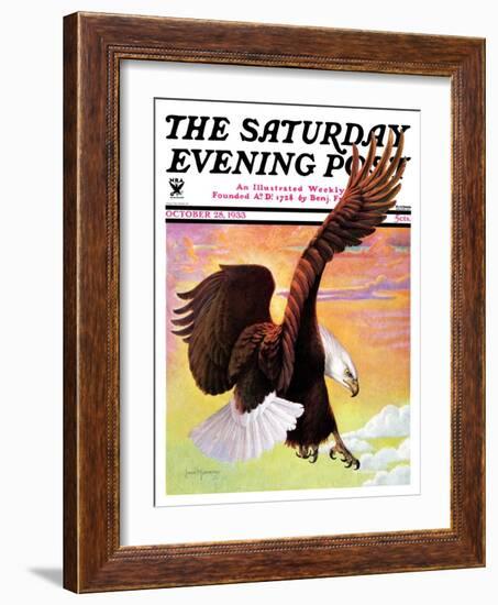 "Soaring Bald Eagle," Saturday Evening Post Cover, October 28, 1933-Jack Murray-Framed Giclee Print