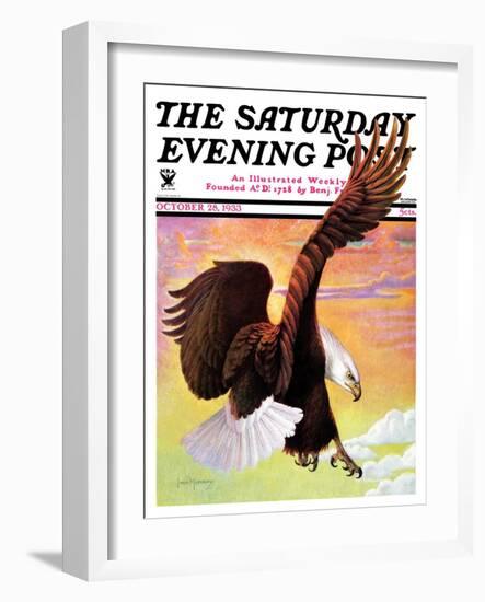 "Soaring Bald Eagle," Saturday Evening Post Cover, October 28, 1933-Jack Murray-Framed Giclee Print
