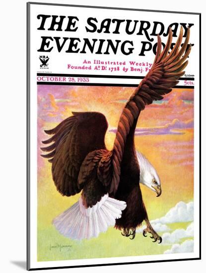 "Soaring Bald Eagle," Saturday Evening Post Cover, October 28, 1933-Jack Murray-Mounted Giclee Print