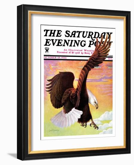 "Soaring Bald Eagle," Saturday Evening Post Cover, October 28, 1933-Jack Murray-Framed Giclee Print