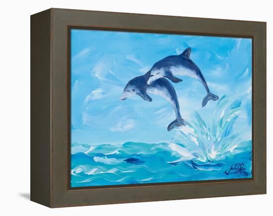 Soaring Dolphins I-Julie DeRice-Framed Stretched Canvas