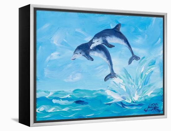 Soaring Dolphins I-Julie DeRice-Framed Stretched Canvas