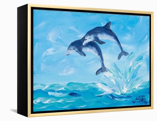 Soaring Dolphins I-Julie DeRice-Framed Stretched Canvas