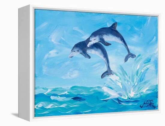 Soaring Dolphins I-Julie DeRice-Framed Stretched Canvas