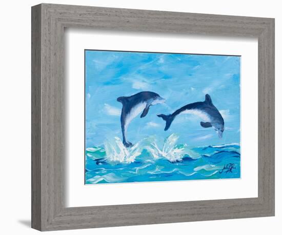 Soaring Dolphins II-Julie DeRice-Framed Premium Giclee Print