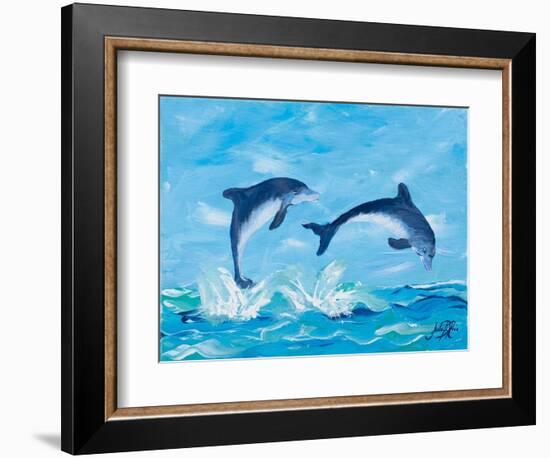 Soaring Dolphins II-Julie DeRice-Framed Premium Giclee Print