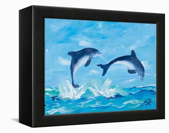 Soaring Dolphins II-Julie DeRice-Framed Stretched Canvas