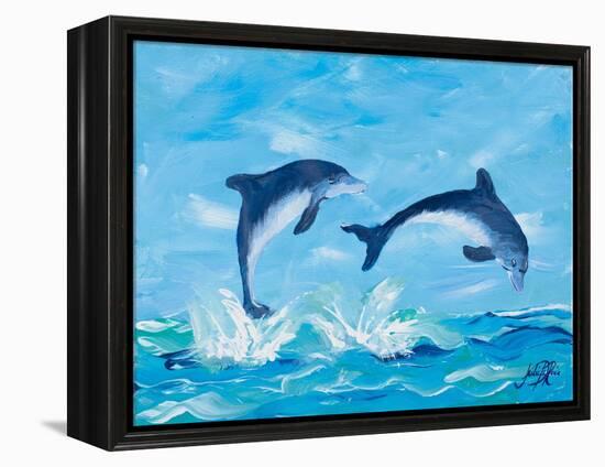 Soaring Dolphins II-Julie DeRice-Framed Stretched Canvas