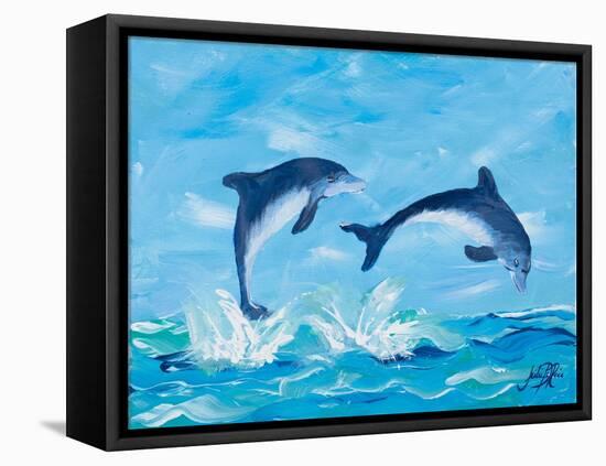 Soaring Dolphins II-Julie DeRice-Framed Stretched Canvas