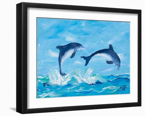 Soaring Dolphins II-Julie DeRice-Framed Art Print