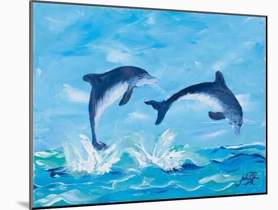 Soaring Dolphins II-Julie DeRice-Mounted Art Print