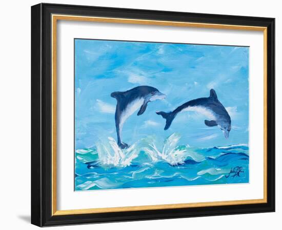 Soaring Dolphins II-Julie DeRice-Framed Art Print