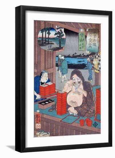 Soba Noodle Glutton-Kuniyoshi Utagawa-Framed Art Print