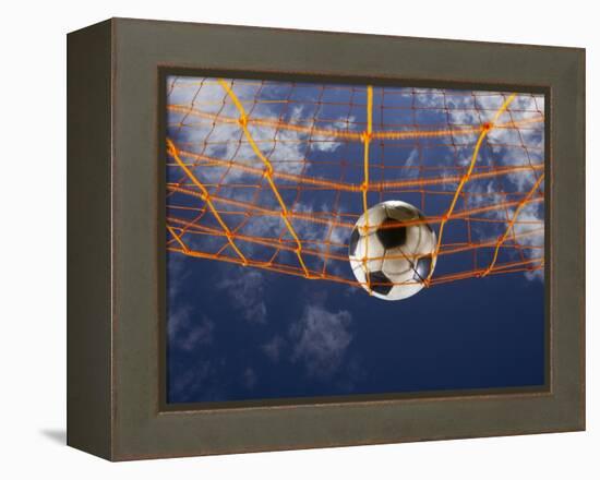 Soccer Ball Going Into Goal Net-Randy Faris-Framed Premier Image Canvas